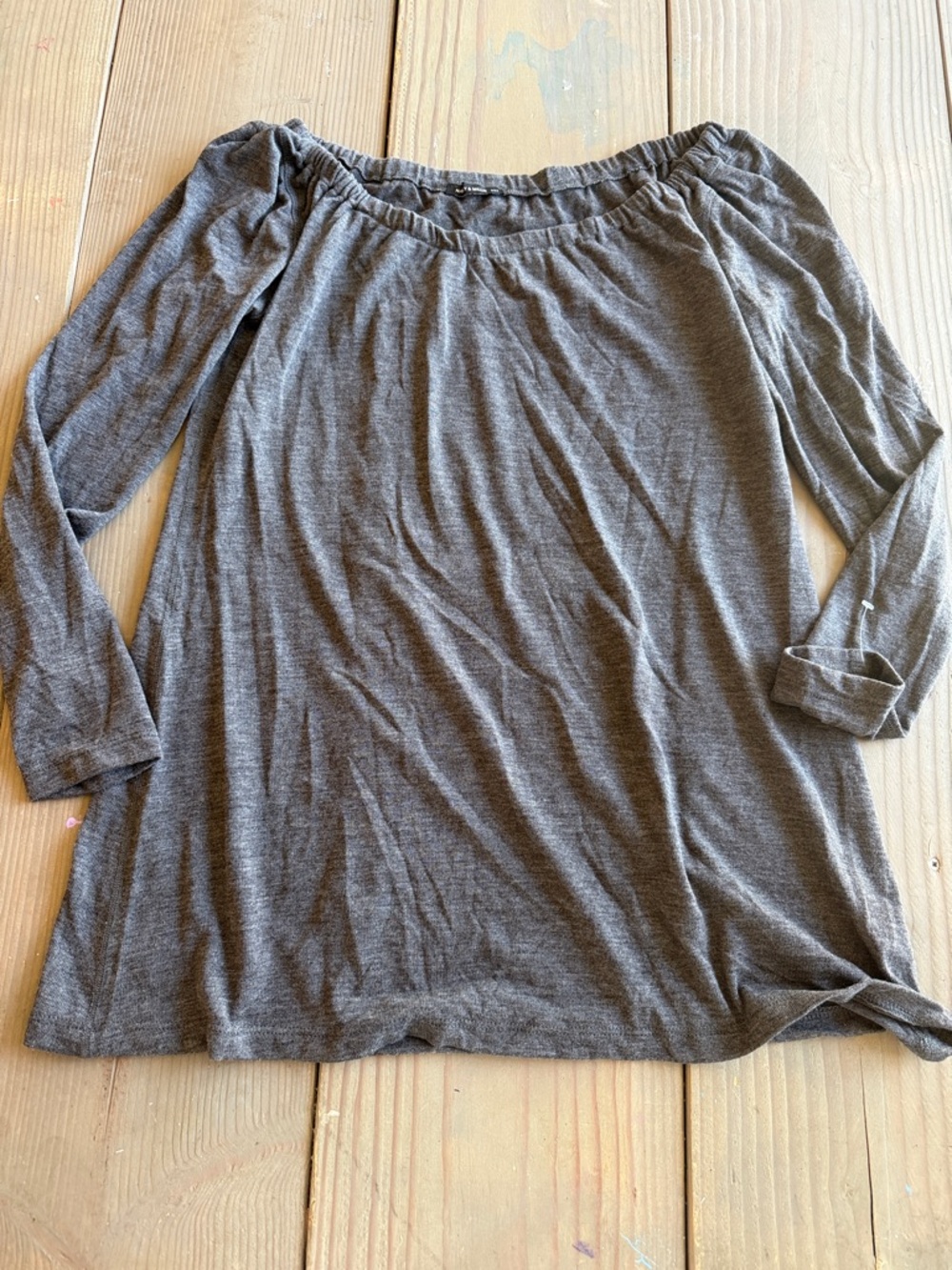 Nally & Millie Gray Off-Shoulder Long Sleeve Top